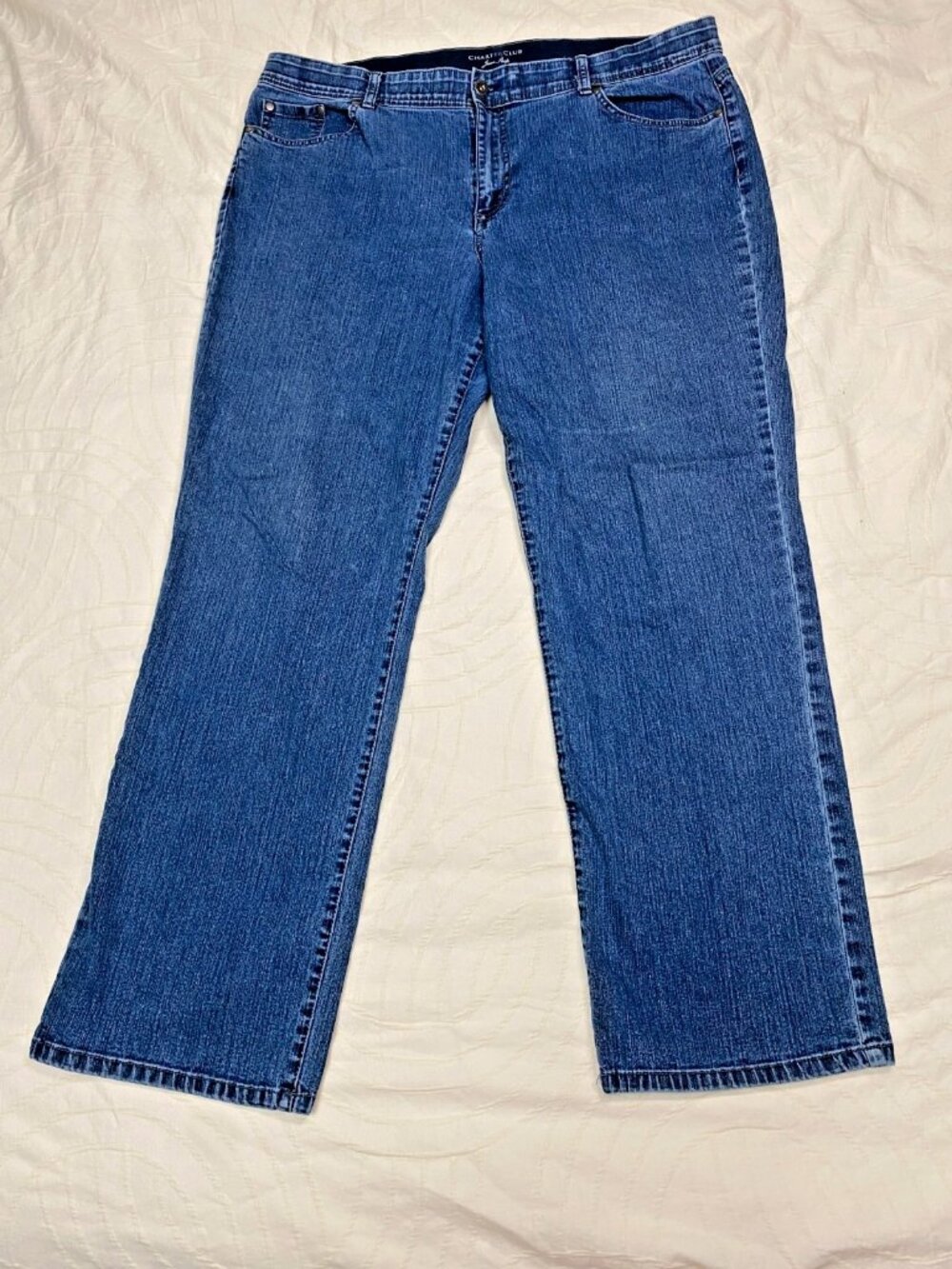 Charter Club Jeans Shop Comfort Waist Women's Pants Blue Wash Size 18 Short